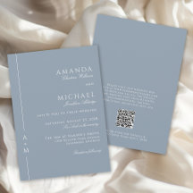 Simple Dusty Blue Elegant Monogramme Mariage de co