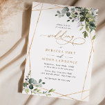 Invitation Simple Dusty Blue Eucalyptus Mariage or vert<br><div class="desc">Cette collection élégante présente des feuilles de verdure à l'aquarelle mélangée avec un serif élégant et délicat sans police en noir,  avec un monogramme sur le dos. Éléments correspondants disponibles.</div>