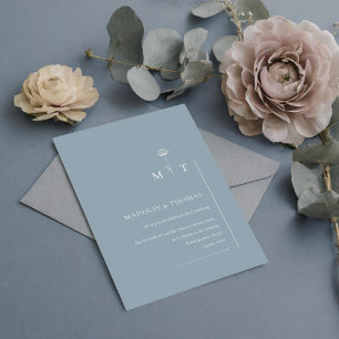 Invitation Simple Dusty Blue Minimal Mariage chic