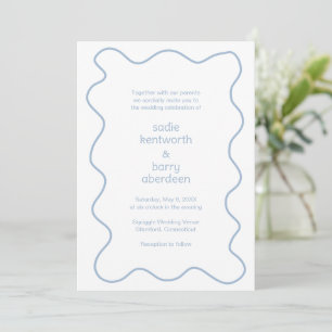 Invitation Simple Dusty Blue Squiggle Frame Moderne Mariage