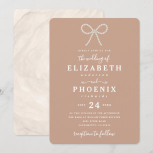 Invitation Simple Dusty Peach Perle Arc Tendance Mariage