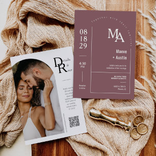 Invitation Simple Dusty violet moderne minimaliste Arc QR Cod