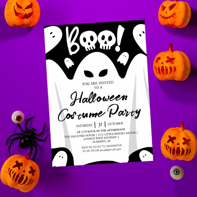 Invitation Simple Éffrayant Boo Ghost Halloween Costume Party (Créateur téléchargé)
