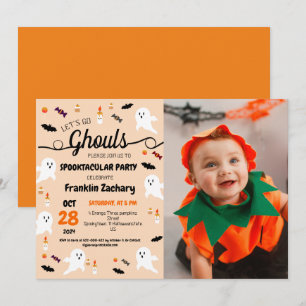 Invitation Simple Éffrayant Halloween Cute Ghouls fête d'anni