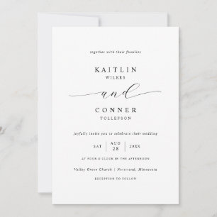 Invitation Simple Elegance Luxury Mariage noir et blanc