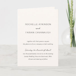 Invitation Simple Élégance Mariage Crème