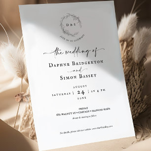 Invitation Simple élégance monogramme couronne mariage rustiq