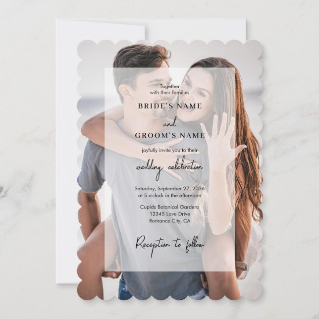 Invitation Simple Elegant 2 Photo Overlay Script Mariage (Devant)