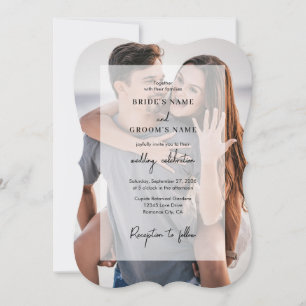 Invitation Simple Elegant 2 Photo Overlay Script Mariage