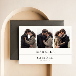 Invitation Simple Elegant 5 Photo Collage Mariage