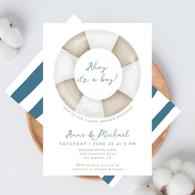 Invitation Simple Elegant Ahoy C'est un Baby shower mignon ga (Créateur téléchargé)