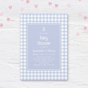 Invitation Simple Elégant Bleu En vichy Plaid Baby shower gar