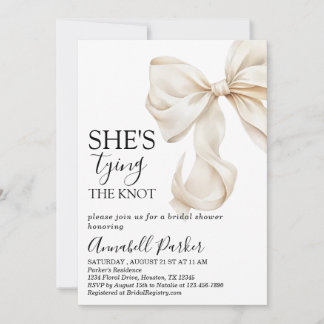 Invitation Simple Élégant Bohème Crème d'Ivoire Nœud Mariage 