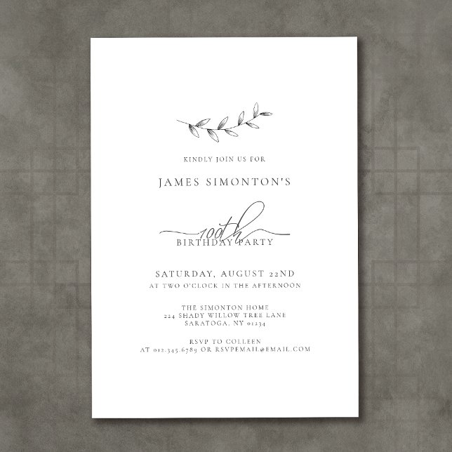 Invitation Simple élégant botanique 100e anniversaire (Créateur téléchargé)