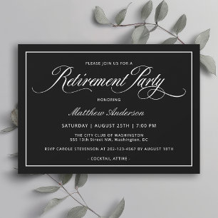 Invitation Simple Elegant Classic Black Retraite Party
