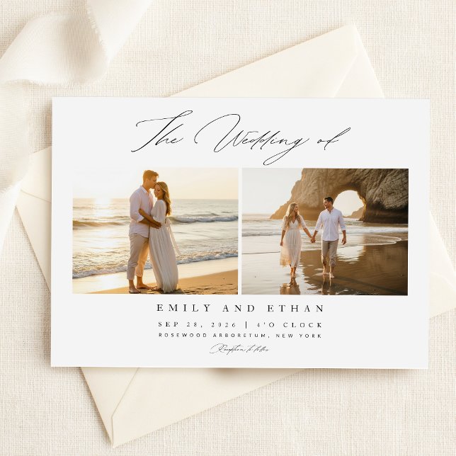 Invitation Simple Élégant Code QR Photo Mariage (Créateur téléchargé)