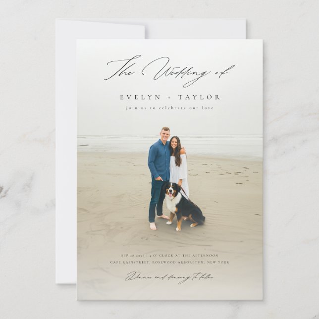 Invitation Simple Élégant Code QR Photo Mariage de Destinatio (Devant)