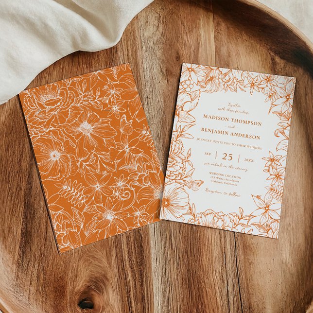 Invitation Simple Elegant Copper Floral Garden Wedding (Créateur téléchargé)