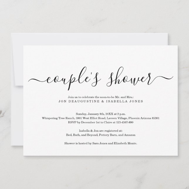 Invitation simple Elegant Couple's Shower (Devant)