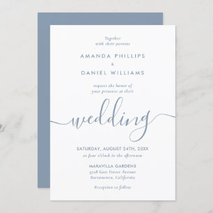 Invitation Simple élégant Dusty Blue Mariage de script modern