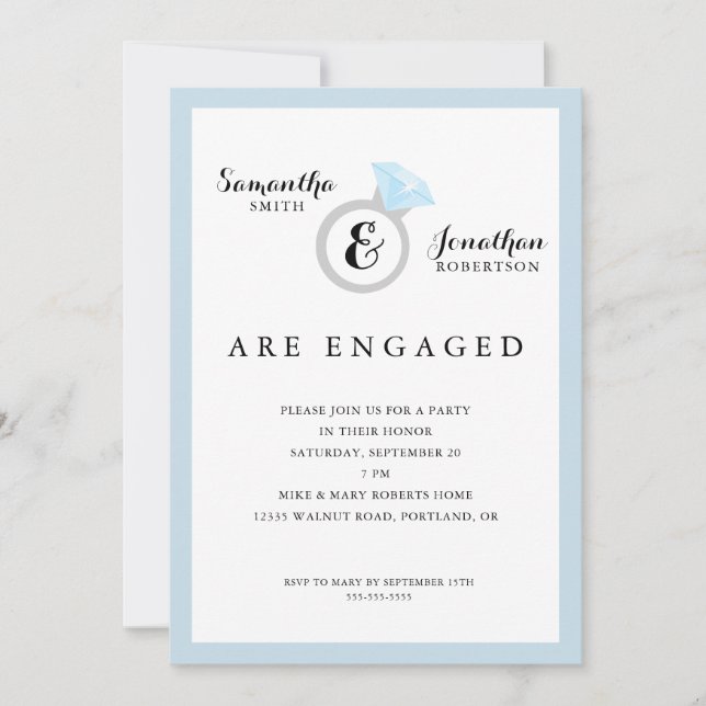 Invitation Simple Elegant Engagement Party (Devant)