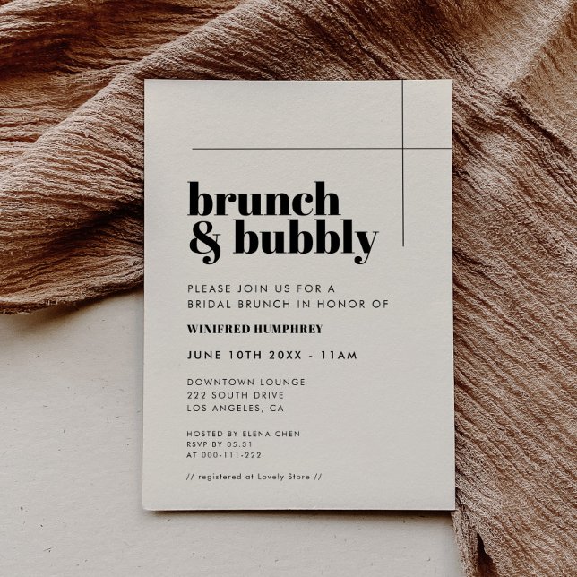 Invitation Simple, élégant et chic Brunch et Bubbly (Créateur téléchargé)