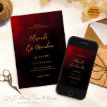 Invitation Simple Elegant Faux Gold Script Mariage rouge noir<br><div class="desc">Invitation vos invités dans un style vraiment opulent avec notre légant Simple Elegant Faux Gold Script Red Black Wedding Invitations. Conçu méticuleusement avec amour par Mylini Design, chaque composante de ces invitations exsument sophistication et grandeur. Le scénario de fausse feuille d'or accrocheur, sur fond de rouge et de noir romantique,...</div>