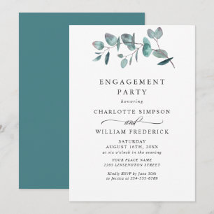 Invitation Simple Élégant Fête de Fiançailles au Eucalyptus