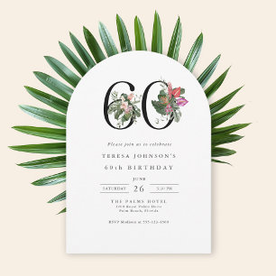 Invitation Simple Élégant Fleur Tropicale pour 60e Anniversai