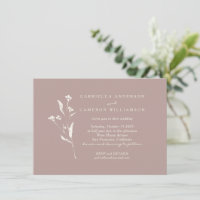 Simple Elégant Floral Dusty Mauve Mariage ivoire