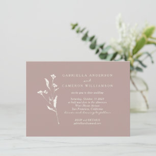 Invitation Simple Elégant Floral Dusty Mauve Mariage ivoire