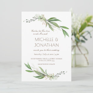 Invitation Simple Elégant Flore Verdure Mariage chrétien