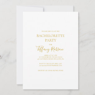 Invitation Simple Elegant Gold Bachelorette Party