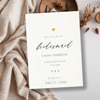 INVITATION SIMPLE ÉLÉGANT GOLD GRAY TYPOGRAPHIE BRIDESMAID