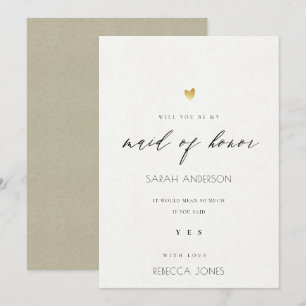 INVITATION SIMPLE ÉLÉGANT GOLD KRAF TYPOGRAPHIE MAID OF HONOR