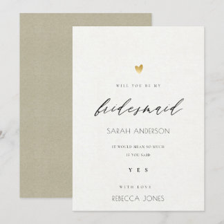 INVITATION SIMPLE ÉLÉGANT GOLD KRAFT TYPOGRAPHIE BRIDESMAID