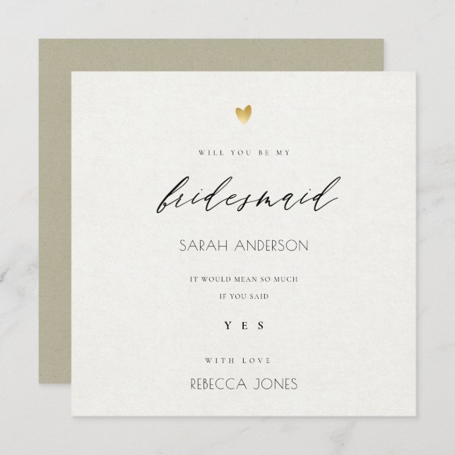 Invitation SIMPLE ÉLÉGANT GOLD KRAFT TYPOGRAPHIE femme de cha (Devant / Derrière)