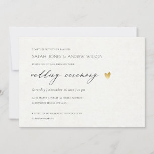 INVITATION SIMPLE ÉLÉGANT GOLD KRAFT TYPOGRAPHIE MARIAGE