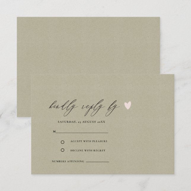 INVITATION SIMPLE ÉLÉGANT GOLD KRAFT TYPOGRAPHIE RSVP (Devant / Derrière)