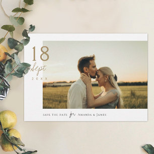 Invitation Simple Elegant Gold Photo Wedding Enregistrer la d