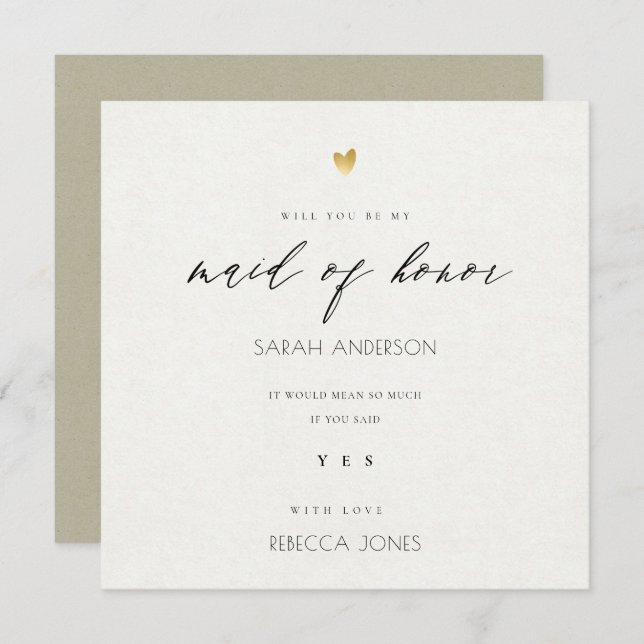 Invitation SIMPLE ÉLÉGANT KRAFT TYPOGRAPHIE domestique d'honn (Devant / Derrière)