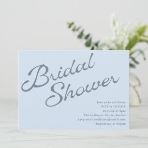 Invitation Simple Élégant Lavis Bleu Mariage Shower