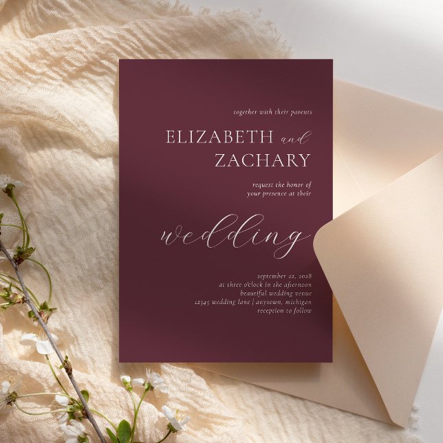Invitation Simple Élégant Mariage Blanc Écriture (Créateur téléchargé)