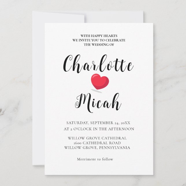 Invitation Simple Élégant Mariage Calligraphié Script  (Devant)