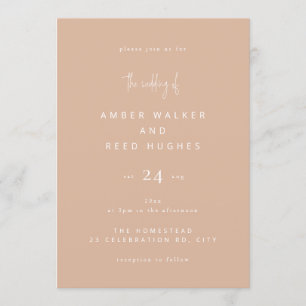 Invitation Simple élégant Mariage classique Clush Pink Script