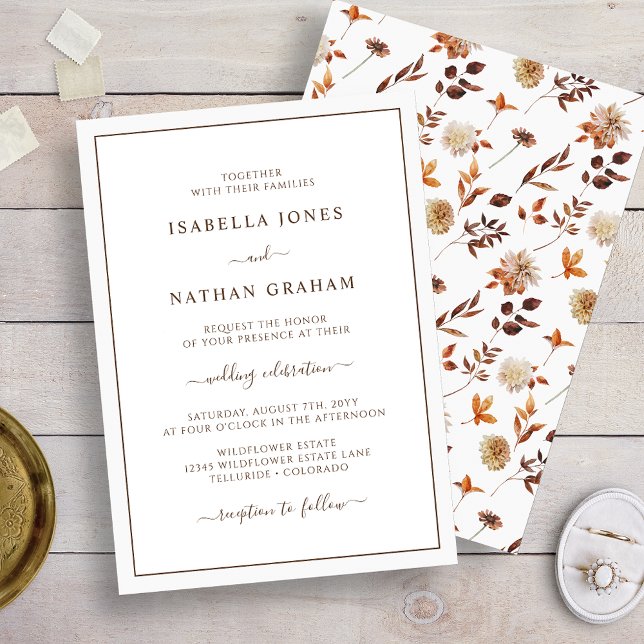 Invitation Simple Élégant Mariage de Feuilles d'Automne (Simple Elegant Fall Leaves Wedding Invitation
)