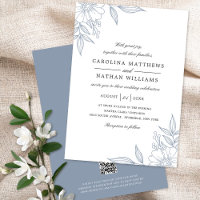 Simple Elegant Mariage Floral Corners Code QR bleu
