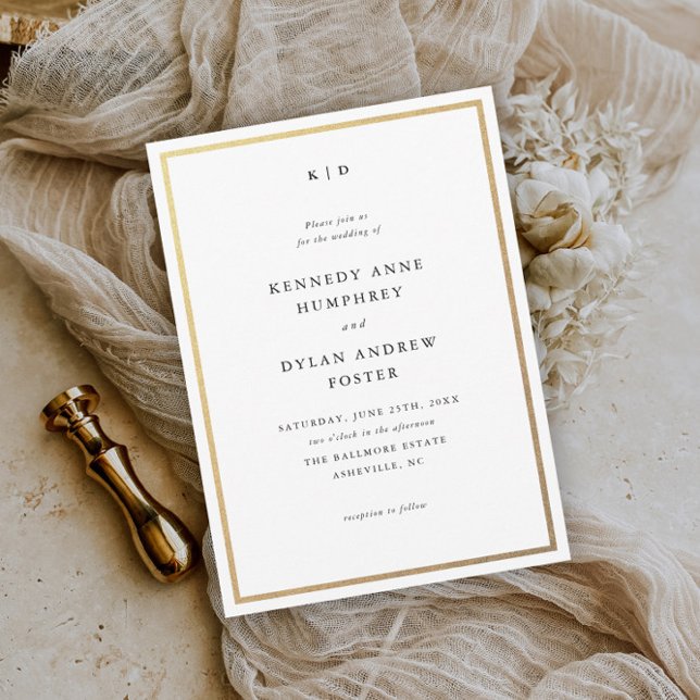 Invitation Simple Élégant Mariage Noir et Blanc (Créateur téléchargé)