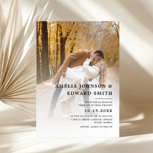 Invitation Simple Elegant Mariage photo noir blanc