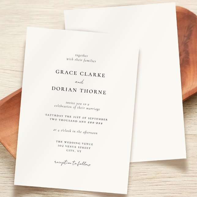 Invitation Simple Élégant minimal ivoire blanc Mariage neutre (Créateur téléchargé)